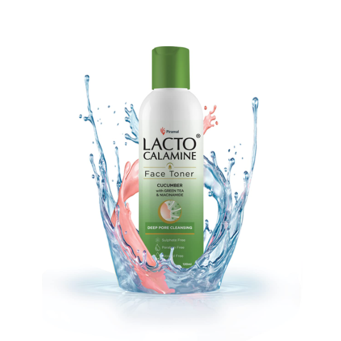 Laccto Calaamine Cucumber Face Toner with Green Tea & Niacinamide for cool and hydrated skin. Tightens pores & evens skin tone. Suitable for Oily skin. No Sulphate, No Alcohol
